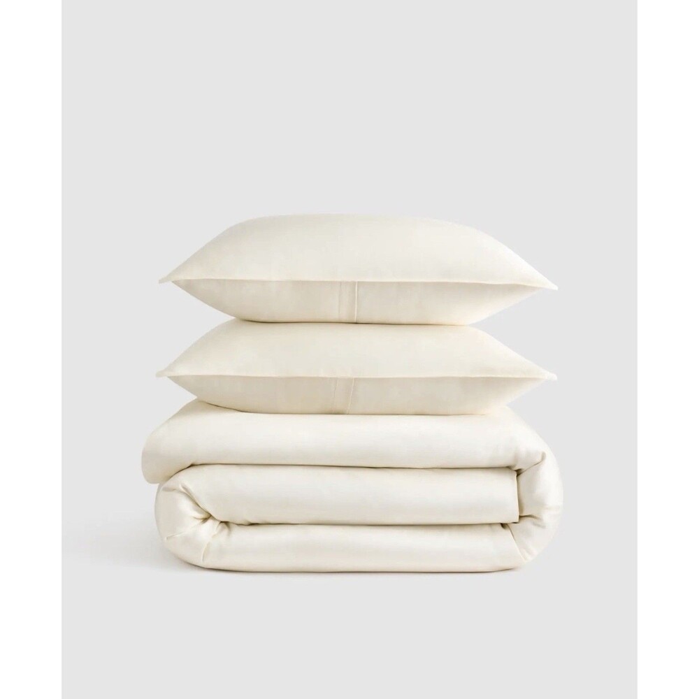 Quince Bamboo Duvet Cover SET Silky– King/Cal King – Ivory – New in Dust Bag